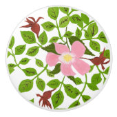 Roze groene Dogwood met hand-gekleurde lentevloer Keramische Knop (Voorkant)