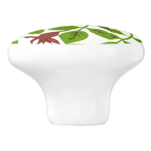 Roze groene Dogwood met hand-gekleurde lentevloer Keramische Knop (Zijkant)