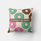 Roze & Groene Donut Worp Kussen (Achterkant)