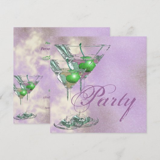 Roze groene elegant 21st kaart (Voorkant / Achterkant)