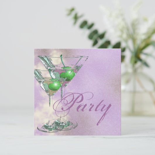 Roze groene elegant 21st kaart (Staand voorkant)