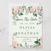 Roze Groene Elegante Bloemige Aquarel Kaart (Voorkant)