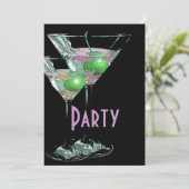Roze groene elegante formele partij kaart (Staand voorkant)