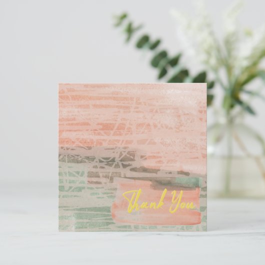 Roze groene elegante gele tekst, bevroren bedankkaart (Staand voorkant)