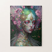 Roze groene Elf Fairy Woman Fantasy Art Legpuzzel (Verticaal)