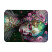Roze groene Elf Fairy Woman Fantasy Art Magneet (Horizontaal)