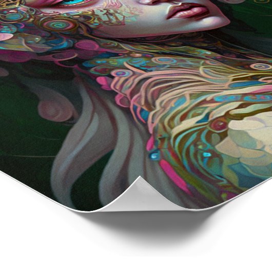 Roze groene Elf Fairy Woman Fantasy Art Poster (Hoek)