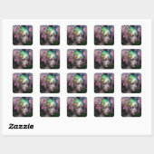 Roze groene Elf Fairy Woman Fantasy Art Vierkante Sticker (Vel)