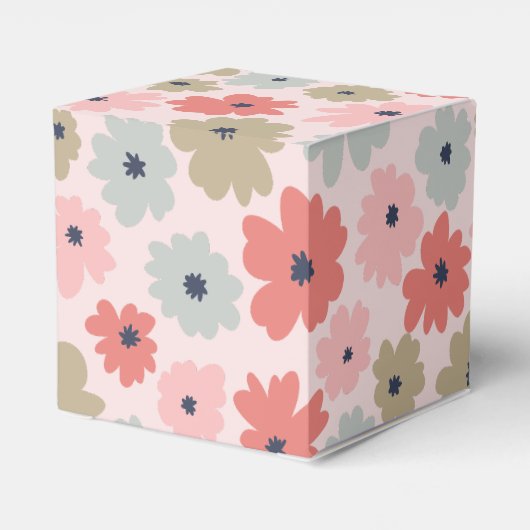 Roze groene en blauwe bloemendoos voor feestelijk bedankdoosjes (Achterkant)