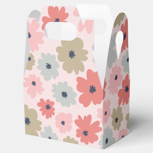 Roze groene en blauwe bloemengave met schilddak al bedankdoosjes (Geopend)