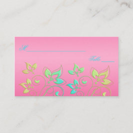 Roze, Groene, en Blauwe Floral Plaatskaarten Plaatskaartje