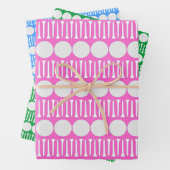 Roze groene en blauwe golfballen en T - shirts Inpakpapier Vel (In situ)