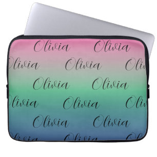 Roze, groene en blauwe gradiënt laptop sleeve