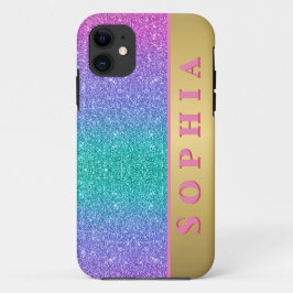 Roze Groene en Blauwe Kleur Glitter Gradient Textu Case-Mate iPhone Case