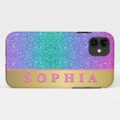 Roze Groene en Blauwe Kleur Glitter Gradient Textu Case-Mate iPhone Case (Achterkant (horizontaal))