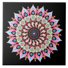 Roze, groene en blauwe Mandala keramische Tegel Tegeltje