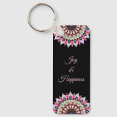Roze, groene en blauwe ventilator Mandala Sleutelh Sleutelhanger (Voorkant)