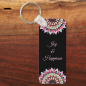 Roze, groene en blauwe ventilator Mandala Sleutelh Sleutelhanger (Voorkant)