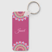 Roze, groene en blauwe ventilator Mandala Sleutelh Sleutelhanger (Achterkant)