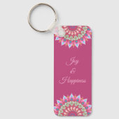 Roze, groene en blauwe ventilator Mandala Sleutelh Sleutelhanger (Voorkant)