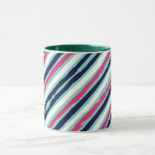 Roze groene en blauwe verfstrepen mok (Midden)