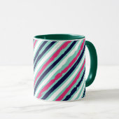 Roze groene en blauwe verfstrepen mok (Voorkant rechts)