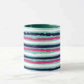 Roze groene en blauwe verfstrepen mok (Midden)
