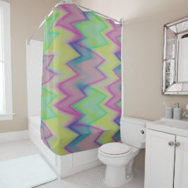 roze groene en blauwe zigzags douchegordijn