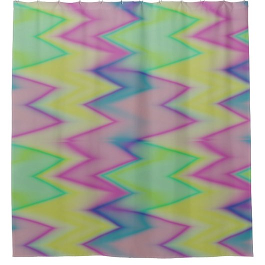 roze groene en blauwe zigzags douchegordijn (Voorkant)