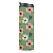 Roze Groene en Gele Bloemen Bladeren Thermosbeker (Geroteerd rechts)