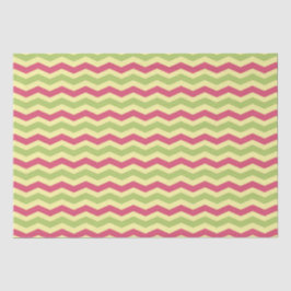 Roze groene en gele Chevron Pattern Tissuepapier