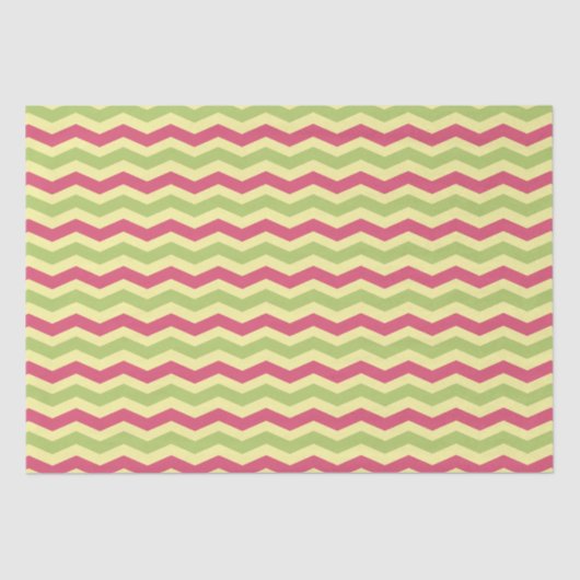 Roze groene en gele Chevron Pattern Tissuepapier (Voorkant)