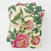 Roze, groene en gele Chinoiserie Bloemen Inpakpapier Vel (In situ)