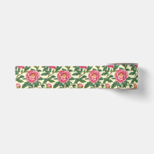 Roze, groene en gele Chinoiserie Bloemen Satijnen Lint
