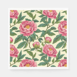 Roze, groene en gele Chinoiserie Bloemen Servet