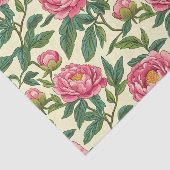 Roze, groene en gele Chinoiserie Bloemen Tissuepapier (Detail)