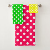 Roze Groene en Gele Polka Dot Bad Handdoek (Insitu)