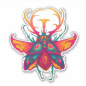 Roze groene en gele scarabeetkever sticker (Voorkant)