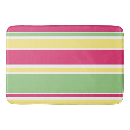 Roze, groene en gele strepen badmat (Voorkant)
