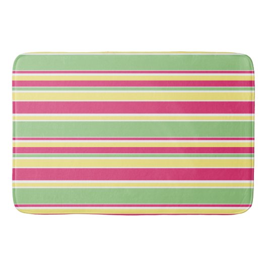 Roze, groene en gele strepen badmat (Voorkant)