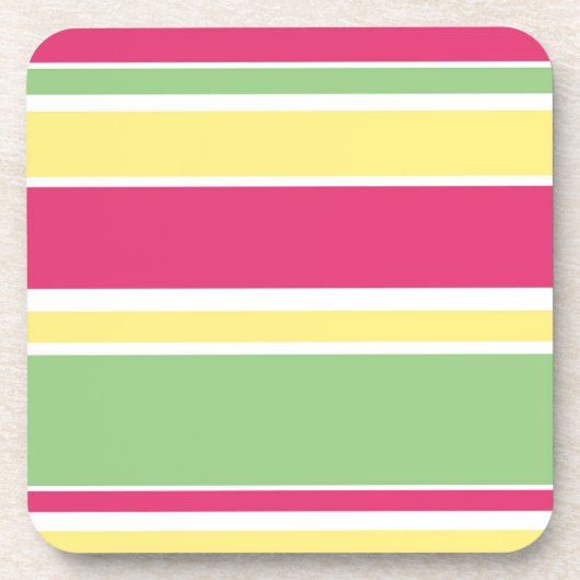 Roze, groene en gele strepen bier onderzetter (Voorkant)