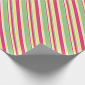 Roze, groene en gele strepen cadeaupapier (Hoek)