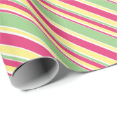Roze, groene en gele strepen cadeaupapier (Rol Hoek)