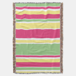 Roze, groene en gele strepen deken