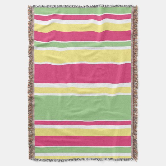Roze, groene en gele strepen deken (Voorkant Verticaal)