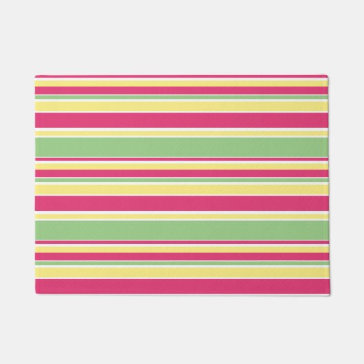 Roze, groene en gele strepen deurmat (Voorkant)