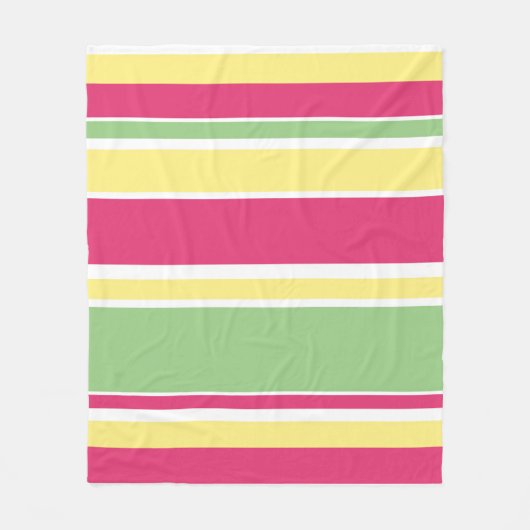 Roze, groene en gele strepen fleece deken (Voorkant)