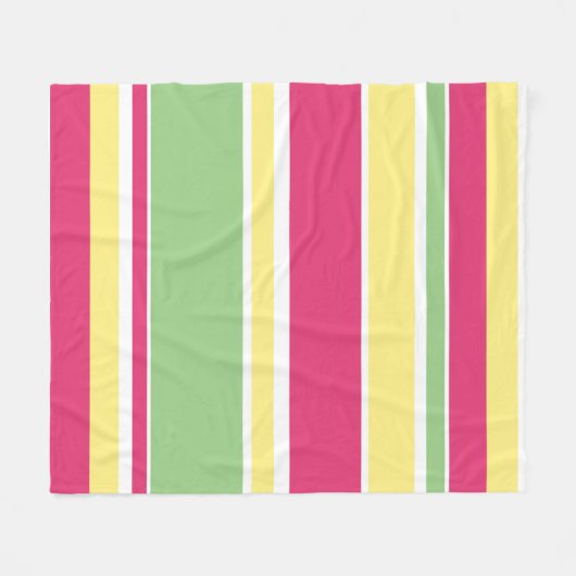 Roze, groene en gele strepen fleece deken (Voorkant (Horizontaal))