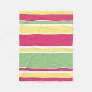 Roze, groene en gele strepen fleece deken