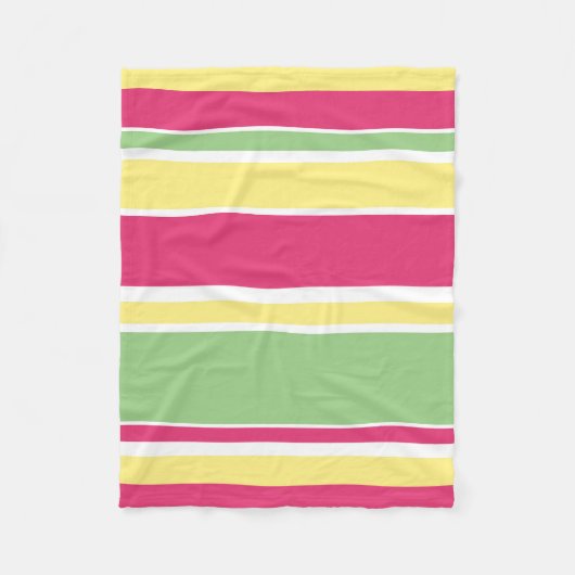 Roze, groene en gele strepen fleece deken (Voorkant)